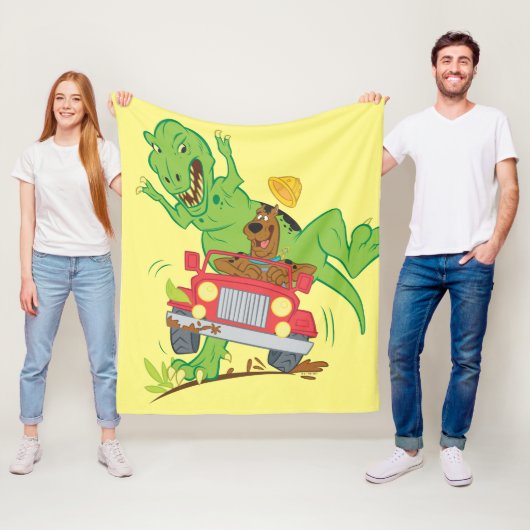 Scooby-Doo T-Rex-aanval Fleece Deken (In situ)