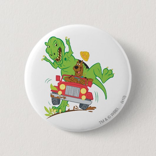 Scooby-Doo T-Rex-aanval Ronde Button 5,7 Cm (Voorkant)
