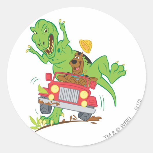 Scooby-Doo T-Rex-aanval Ronde Sticker (Voorkant)
