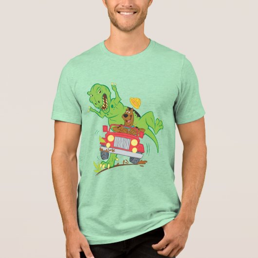 Scooby-Doo T-Rex-aanval Tri-Blend Shirt (Voorkant)