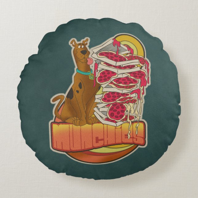 Scooby-Doo | Tegel van Pizza "Munchies" Grafisch Rond Kussen (Voorkant)