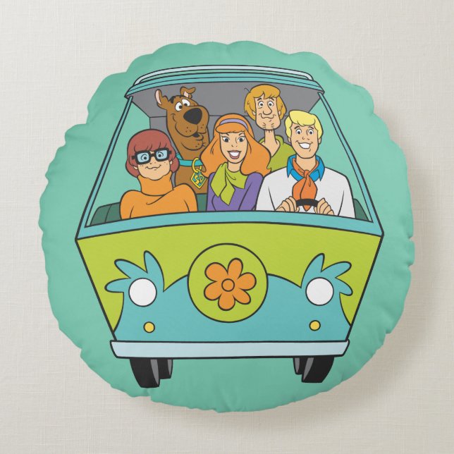 Scooby-Doo & The Gang Mystery Machine Rond Kussen (Voorkant)