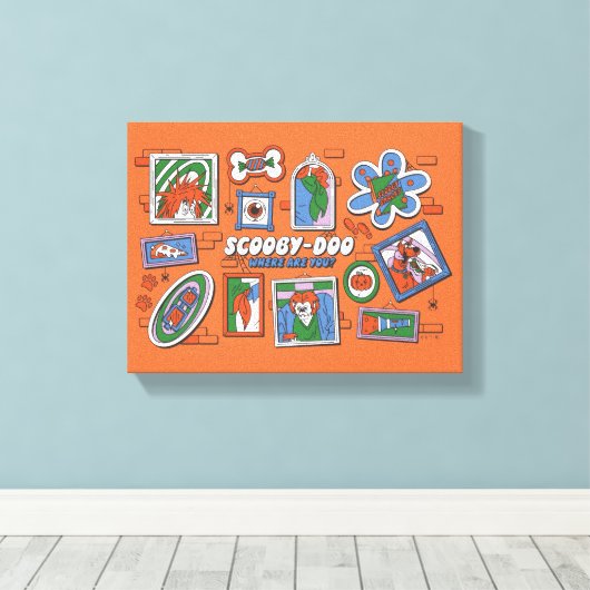 Scooby-Doo Wall of Halloween Picture Frames Canvas Afdruk (Insitu (Houten vloer))