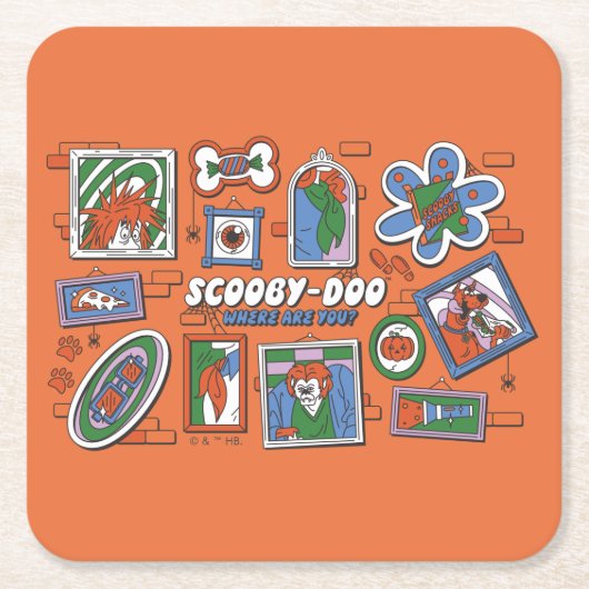 Scooby-Doo Wall of Halloween Picture Frames Kartonnen Onderzetters (Voorkant)