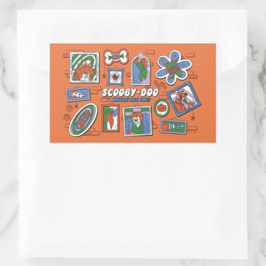 Scooby-Doo Wall of Halloween Picture Frames Rechthoekige Sticker (Tas)
