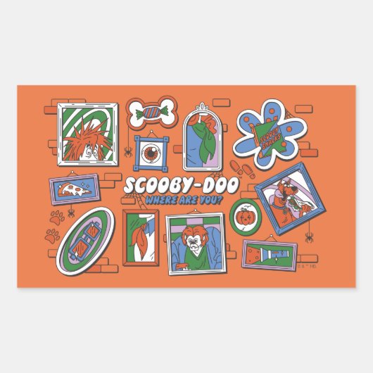 Scooby-Doo Wall of Halloween Picture Frames Rechthoekige Sticker (Voorkant)