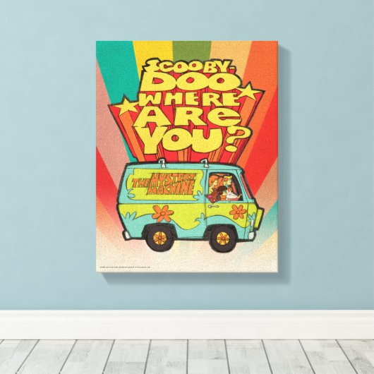 Scooby-Doo | "Where Are You" Retro Cartoon Van Canvas Afdruk (Insitu (Houten vloer))