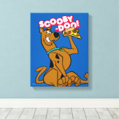 Scooby-Doo With Pizza Slice Canvas Afdruk (Insitu (Houten vloer))