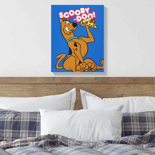 Scooby-Doo With Pizza Slice Canvas Afdruk (Insitu (Slaapkamer))
