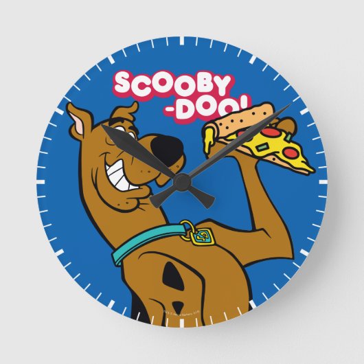 Scooby-Doo With Pizza Slice Ronde Klok (Voorkant)