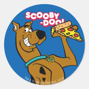 Scooby-Doo With Pizza Slice Ronde Sticker