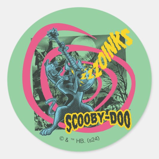 Scooby-Doo Zoinks Punk Gitaargrafiek Ronde Sticker (Voorkant)