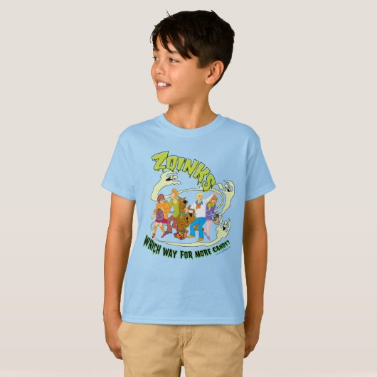 Scooby-Doo Zoinks Which Way for More Candy? T-shirt (Voorkant volledig)