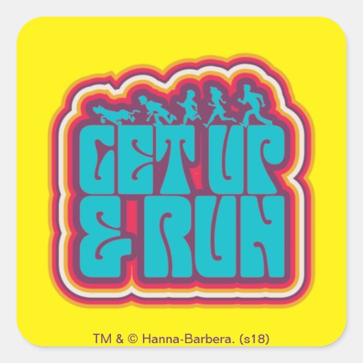 Scooby en Gang "Opstaan & uitvoeren" grafisch Vierkante Sticker (Voorkant)