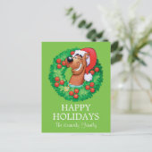 Scooby in Wreath Feestdagenkaart (Staand voorkant)
