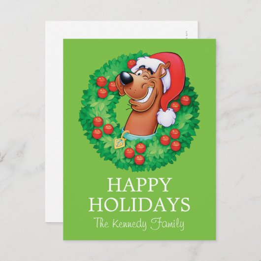 Scooby in Wreath Feestdagenkaart (Voorkant / Achterkant)