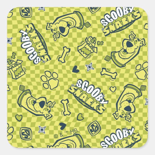 Scooby Snacks Galore Checker Pattern Vierkante Sticker (Voorkant)