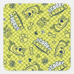 Scooby Snacks Galore Checker Pattern Vierkante Sticker