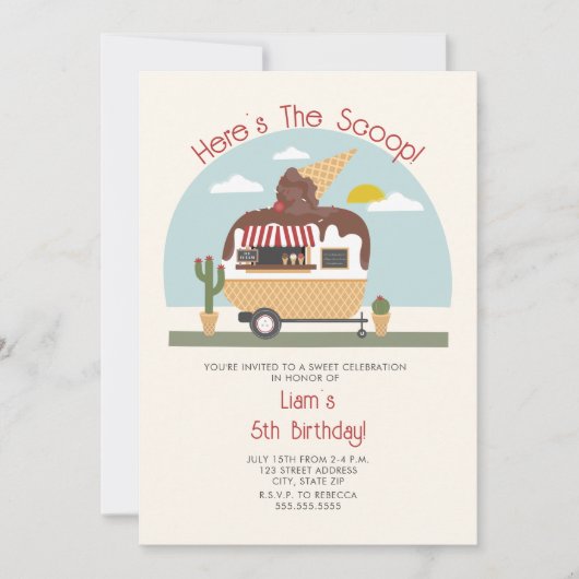 Scoop Chocolate Ice Cream Kids Birthday Kaart (Voorkant)