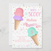 Scoop Glitter Ice Cream Verjaardag uitnodiging (Voorkant)