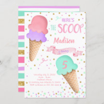 Scoop Glitter Ice Cream Verjaardag uitnodiging