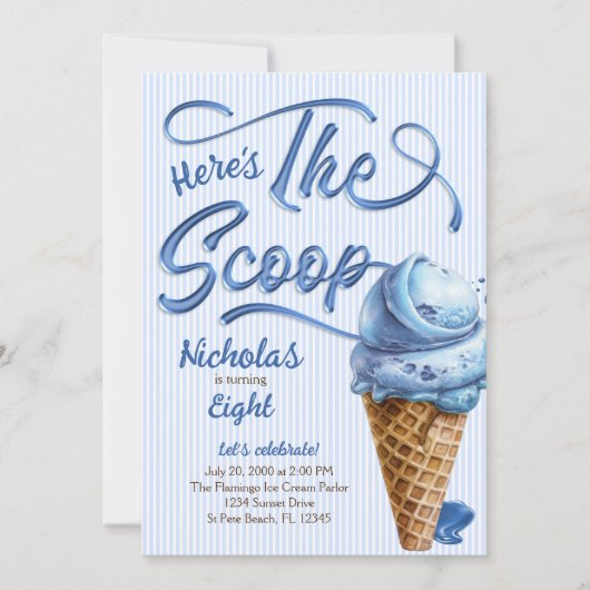 Scoop Ice Cream Boys Alle Leeftijd Verjaardag Kaart (Voorkant)