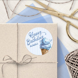 Scoop Ice Cream Boys Alle Leeftijd Verjaardag Ronde Sticker