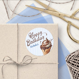 Scoop Ice Cream Boys Verjaardag Ronde Sticker