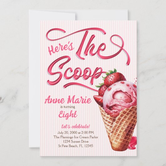 Scoop Ice Cream Meisjes Alle Leeftijd Verjaardag Kaart (Voorkant)