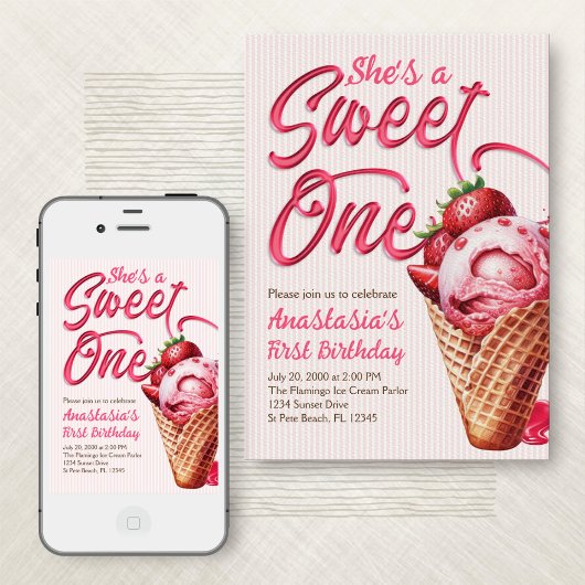 Scoop Ice Cream Meisjes Alle Leeftijd Verjaardag Kaart