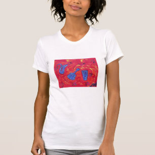 Scoop Neck Tee Shirt-Red hot-n-jazz, dames T-shirt