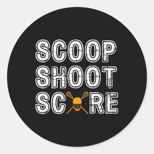 Scoop Shoot Score Lacrosse Ronde Sticker (Voorkant)