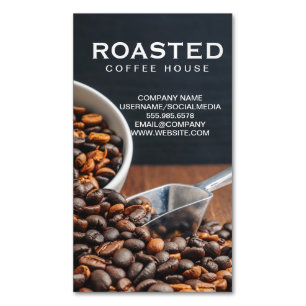 Scoop van koffiebonen magnetisch visitekaartje