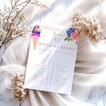 Scooped Ice Cream Floral Vrijgezellenfeest Fun Gam<br><div class="desc">Deze unieke Ice Cream-Waterverf die ik zelf heb geschilderd in de moderne Azur Blue, Vanilla Cream, Peach, Burgundy, Viva Magenta en Blush Pink-kleuren, perfect voor je leuke en schitterende selebratie met vrienden "Ze is opgevoed" Vrijgezellenfeest. Andere overeenkomende objecten voor je partij zijn beschikbaar in het collectie van mijn PatternDigitPics "Ice...</div>