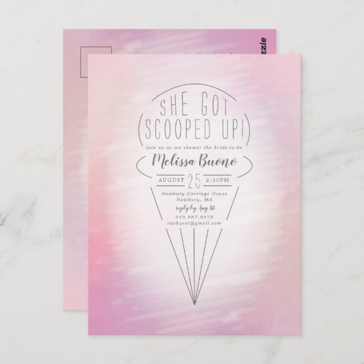Scooped Ice Cream Theme Shower-uitnodiging Briefkaart (Voorkant / Achterkant)