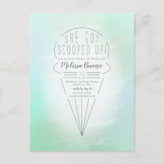 Scooped Ice Cream Theme Shower-uitnodiging Briefkaart (Voorkant)