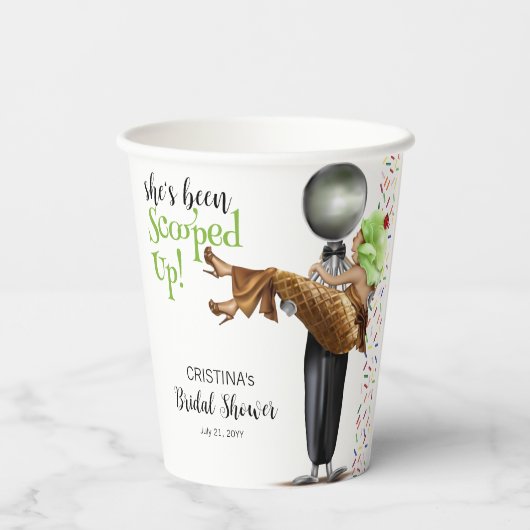 Scooped Up Bruidsmeisje Bruiloft Chocolate Ijs Papieren Bekers (Achterkant)