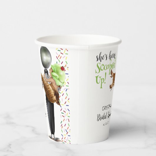 Scooped Up Bruidsmeisje Bruiloft Chocolate Ijs Papieren Bekers (Rechts)
