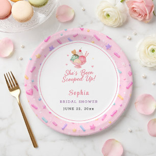Scooped Up Bruiloftsfeest Zoete Roze Maatwerk Papieren Bordje