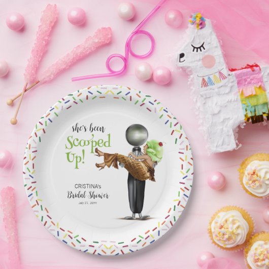 Scooped Up Chocolate Ice Cream Vrijgezellenfeest Papieren Bordje (Feest)