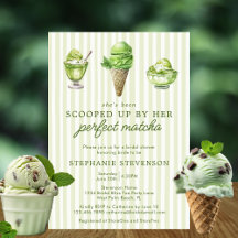 Scooped Up Door Haar Perfecte Matcha Bruidsuitnodi