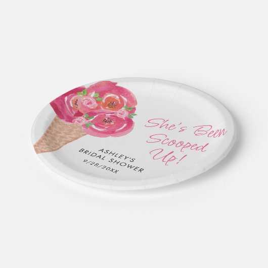 Scooped Up Ice Cream Vrijgezellenfeest gepersonali Papieren Bordje (Gekanteld)
