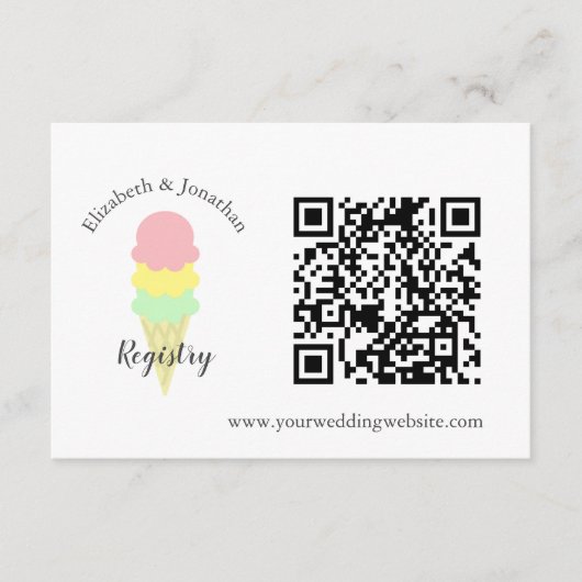 Scooped Up Ice Cream Vrijgezellenfeest Registry Informatiekaartje (Voorkant)