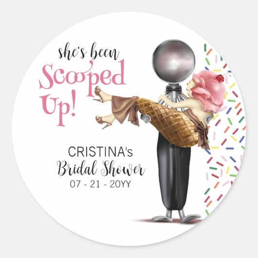 Scooped Up Strawberry Ijs Bridal Shower Ronde Sticker (Voorkant)