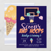 Scoops and Hoops Girl Basketball Invitation (Voorkant / Achterkant)