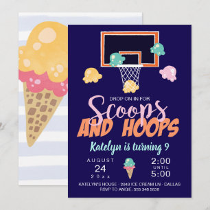 Scoops and Hoops Girl Basketball Invitation