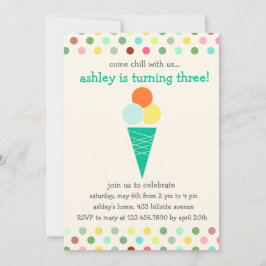 Scoops and polka stipts verjaardagsfeest kaart