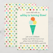 Scoops and polka stipts verjaardagsfeest kaart (Voorkant / Achterkant)