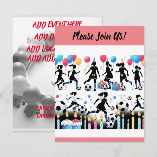 Scoor met ons Damesvoetbalfeestje Kaart (Voorkant / Achterkant)