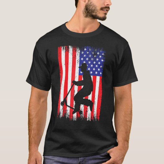 Scooter American Flag Squad Cool Stunt Kick T-shirt (Voorkant)